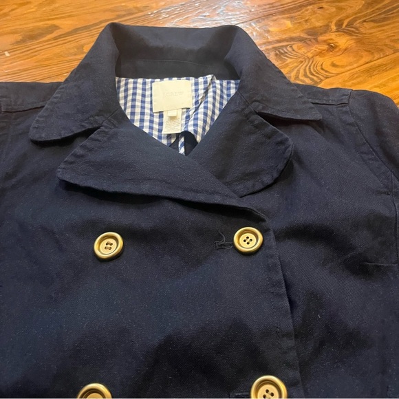 JCrew Women’s Indigo Blue Metallic ThreadDouble Breasted Peacoat Denim Jacket 12 - Picture 11 of 16